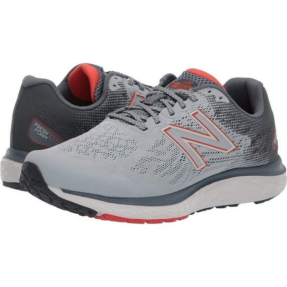 NWT New Balance Fresh Foam 680 V7 Running Shoe Grey/Ghost Pepper/Black Wide - Picture 1 of 11
